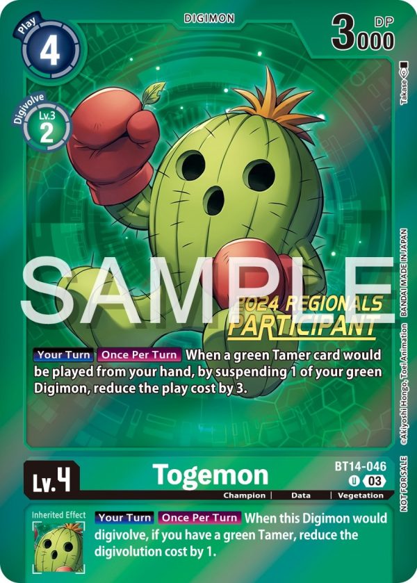 Togemon [BT14-046] (2024 Regionals Participant) [Blast Ace Promos] Online Sale