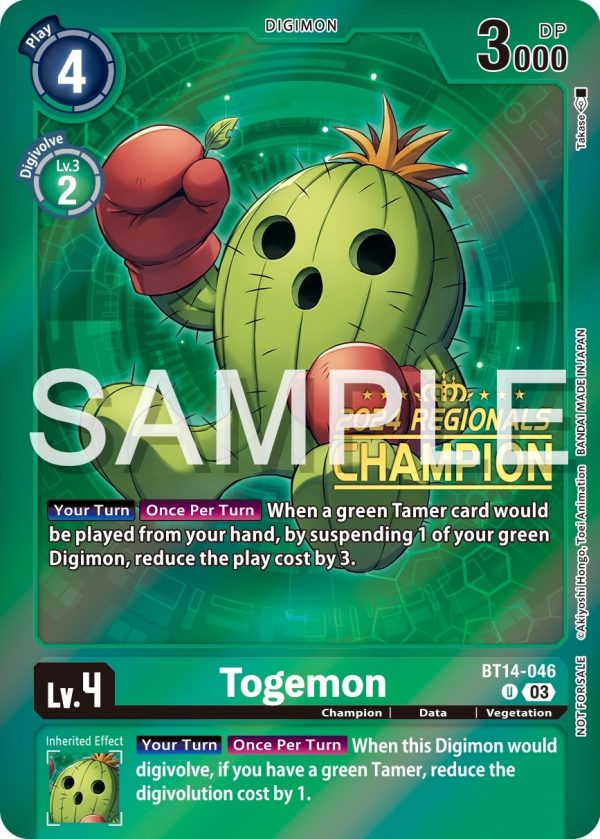 Togemon [BT14-046] (2024 Regionals Champion) [Blast Ace Promos] Supply