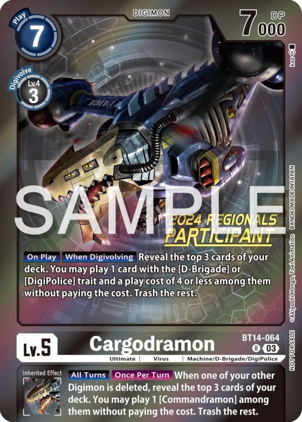 Cargodramon [BT14-064] (2024 Regionals Participant) [Blast Ace Promos] For Discount